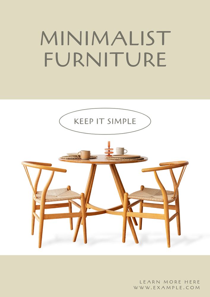 Minimalist furniture poster template, editable text and design