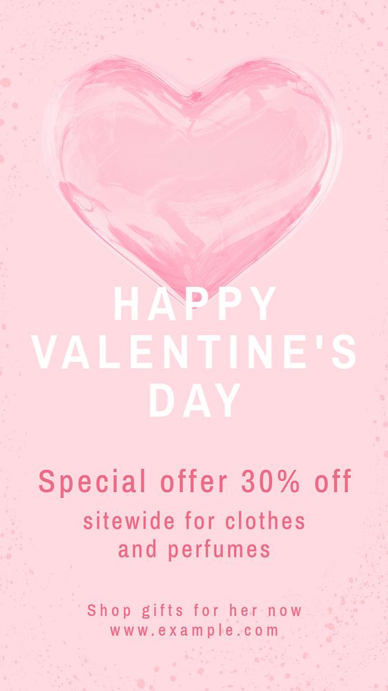 Valentine's day sale Instagram story template, editable text