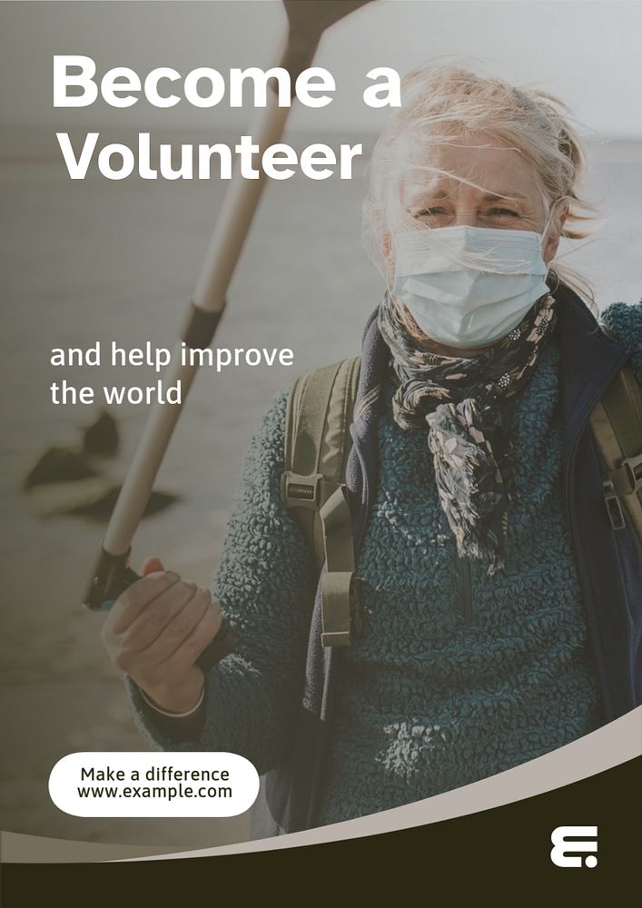 Become a volunteer poster template, editable text and design