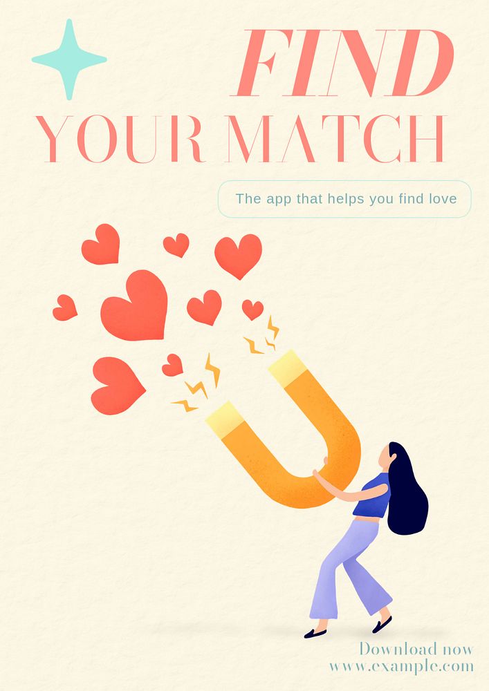 Dating app poster template, editable text and design