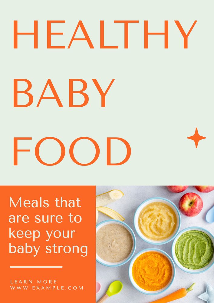 Healthy baby food  poster template, editable text and design