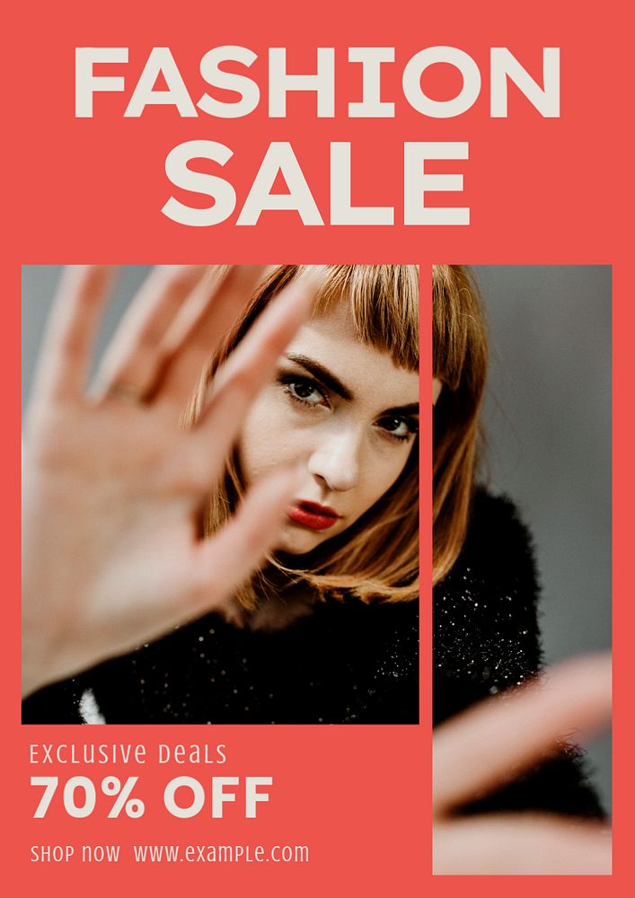 Fashion sale poster template, editable text and design