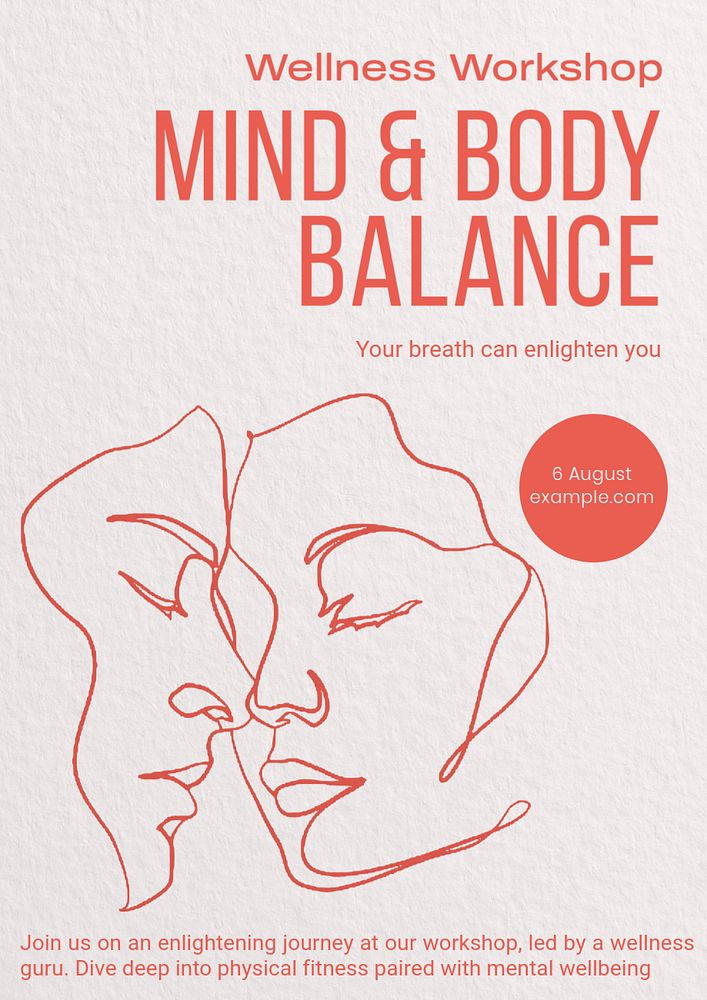 Mind & body balance poster template, editable text and design