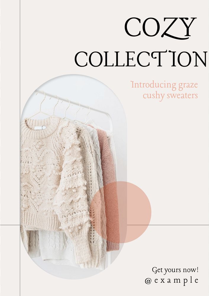 Cozy sweater collection poster template, editable text and design