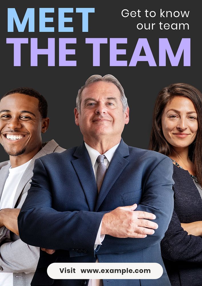 Meet our team  poster template, editable text and design