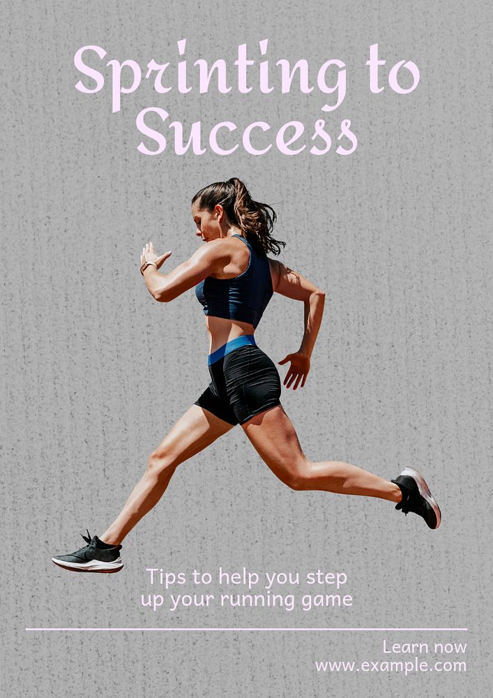 Sprinting to success  poster template, editable text and design