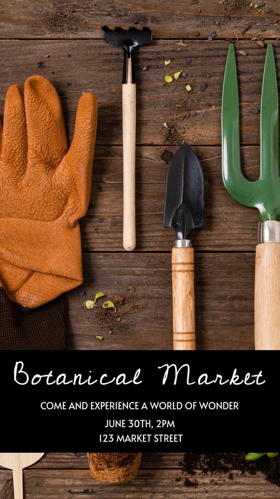 Botanical market  Instagram story template, editable text