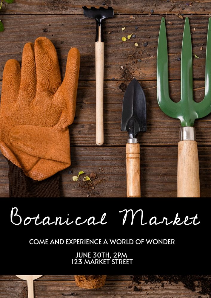 Botanical market  poster template, editable text and design