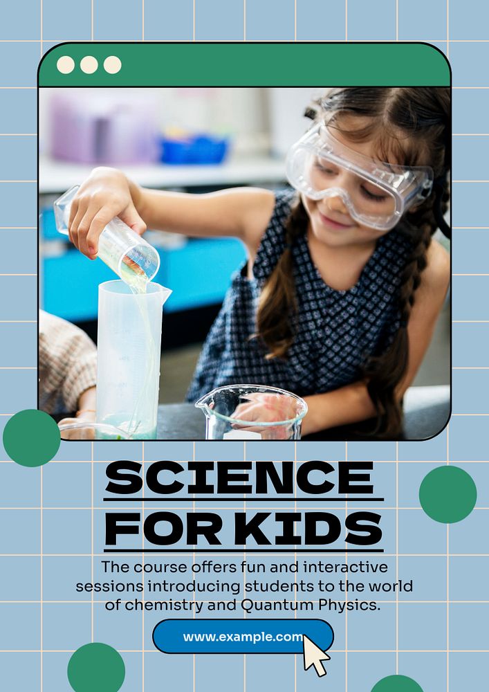 Kids science class poster template, editable text and design