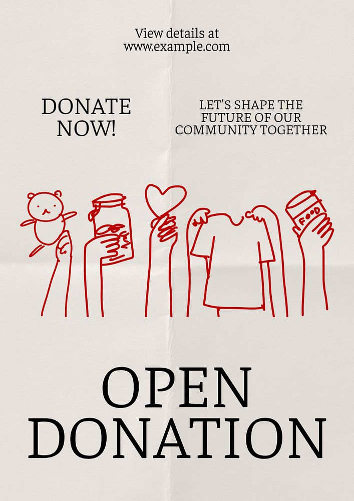 Open donation  poster template, editable text and design