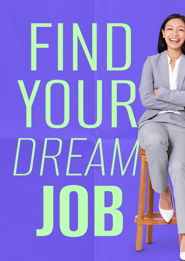 Find your dream job  poster template, editable text and design