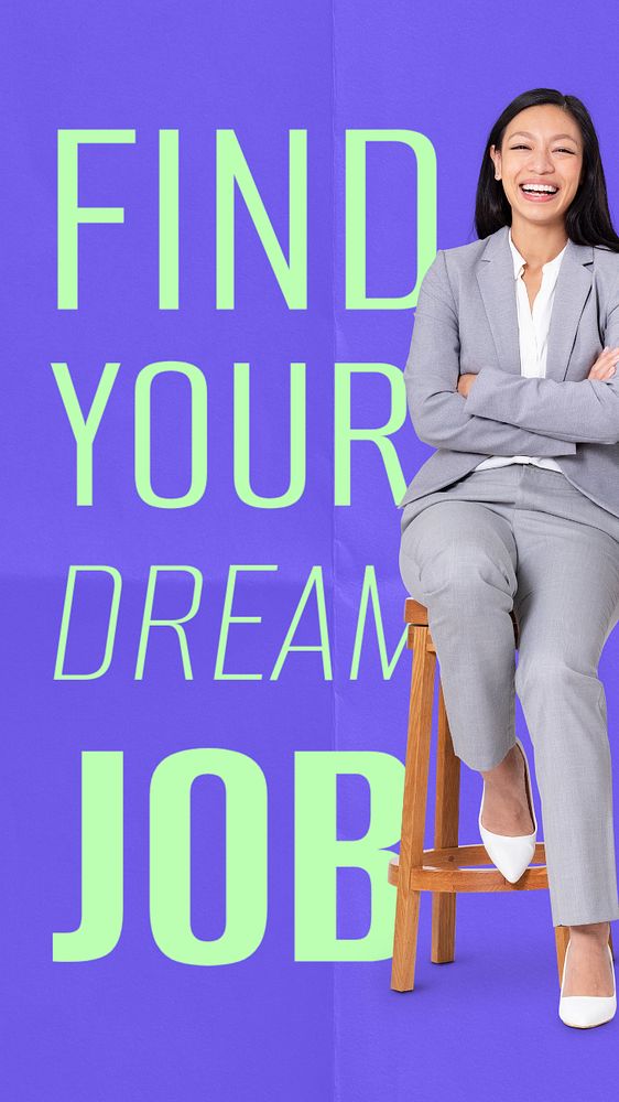 Find your dream job  Instagram story template, editable text