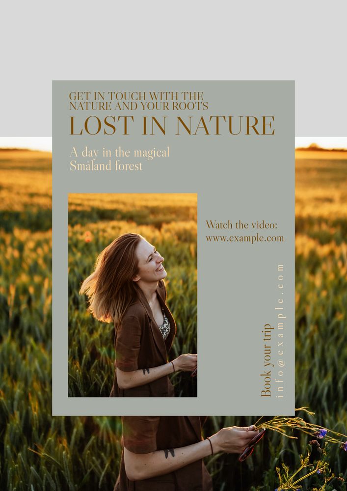 Lost in nature poster template, editable text and design