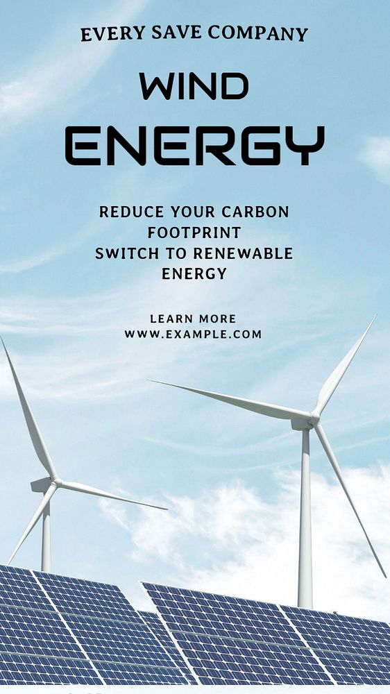 Wind energy Instagram story template, editable text