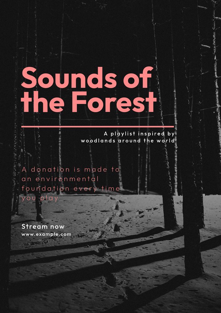 Forest music playlist poster template, editable text and design