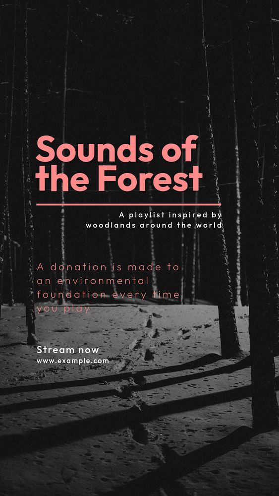 Forest music playlist Instagram story template, editable text