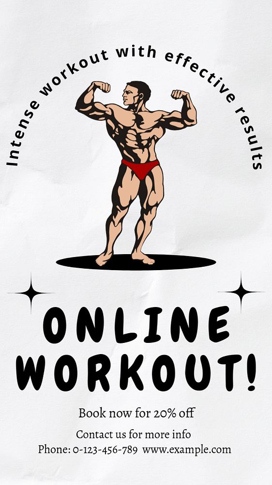 Online workout  Instagram story template, editable text