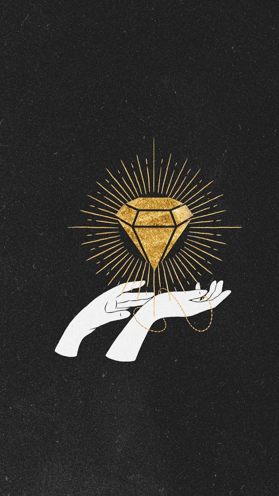 Golden diamond, black android wallpaper, editable design