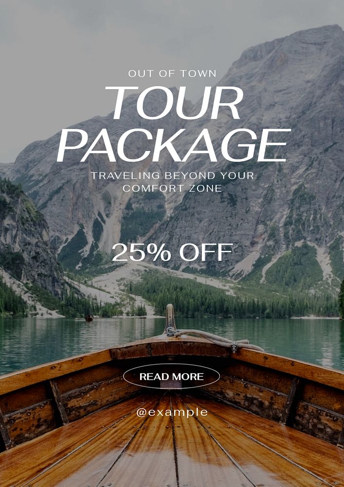 Tour package poster template, editable text and design