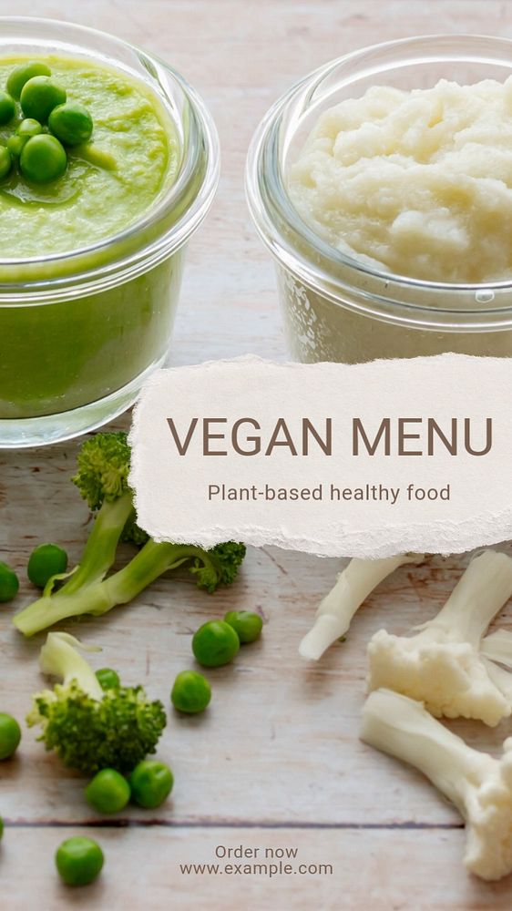 Vegan menu  Instagram story template, editable text