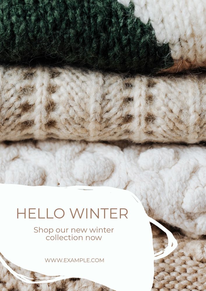 Hello winter wish  poster template, editable text and design