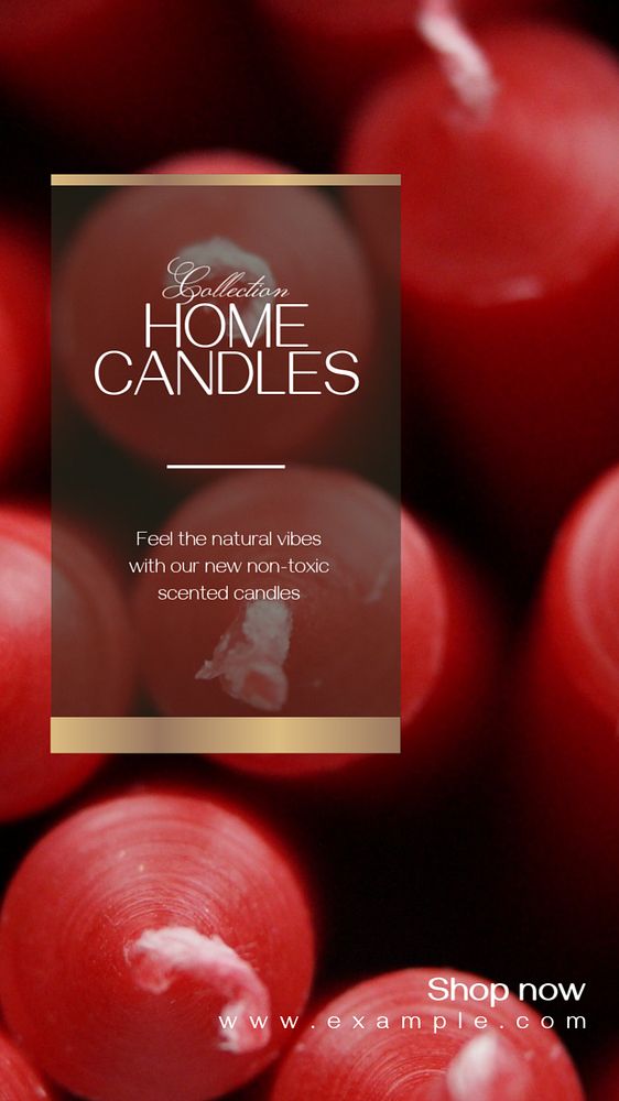 Home Candles  Instagram story template, editable text