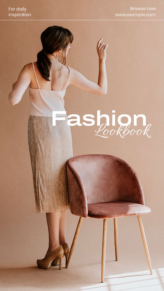 Fashion lookbook Instagram story template, editable text