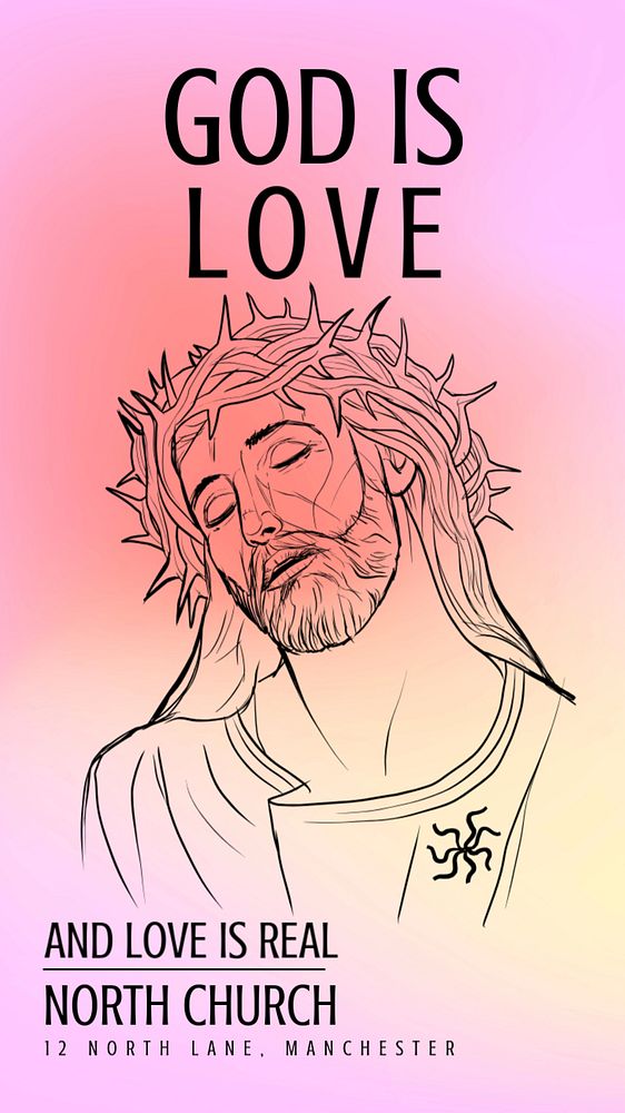 God is love Instagram story template, editable text