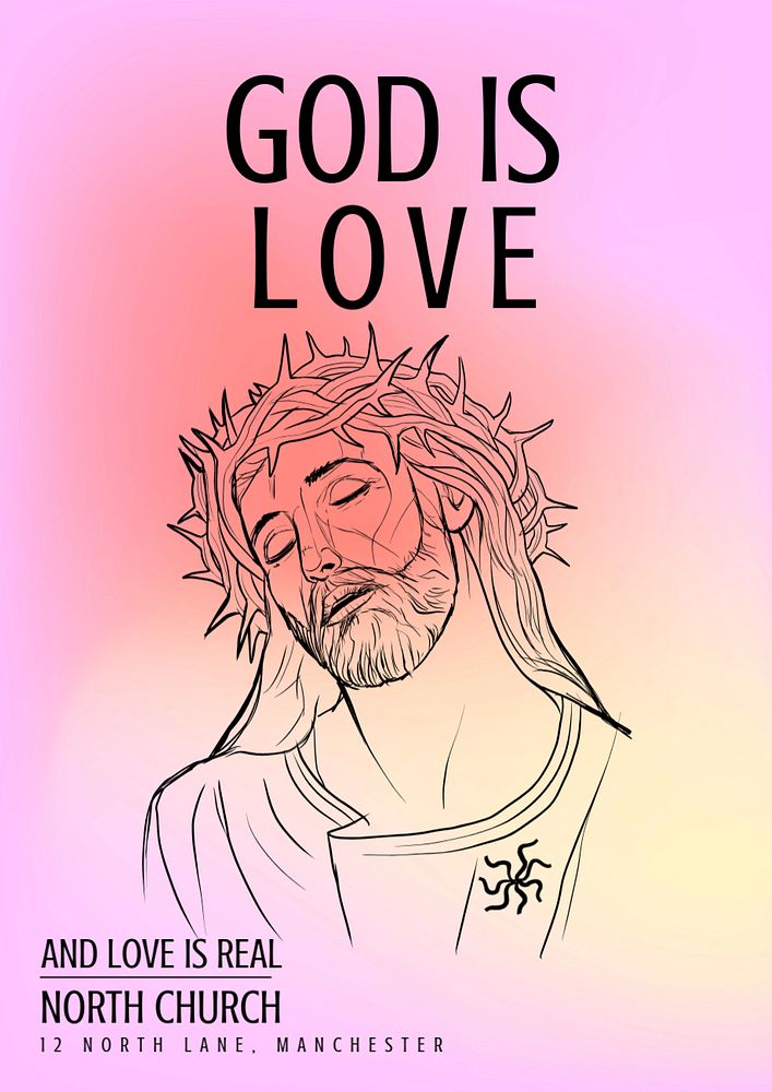 God is love poster template, editable text and design