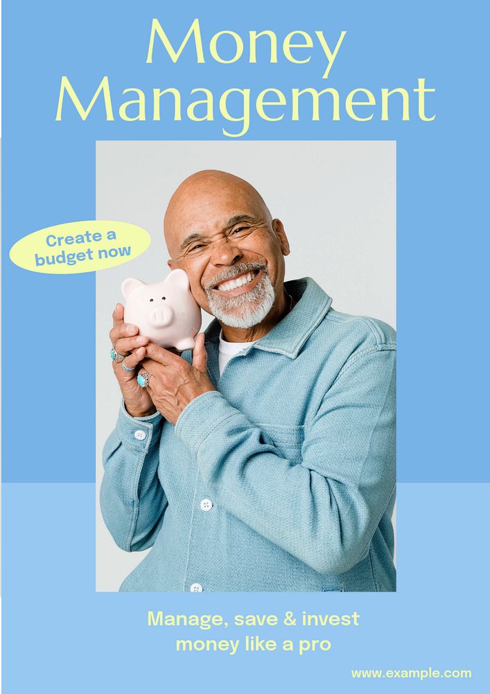 Money management  poster template, editable text and design