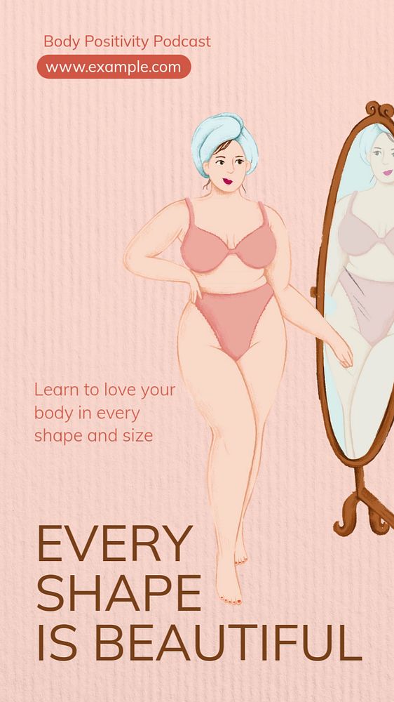 Body positivity  Instagram story template, editable text