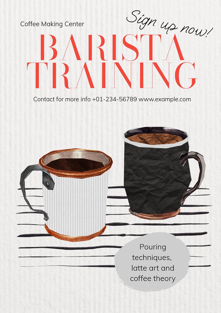 Barista training  poster template, editable text and design