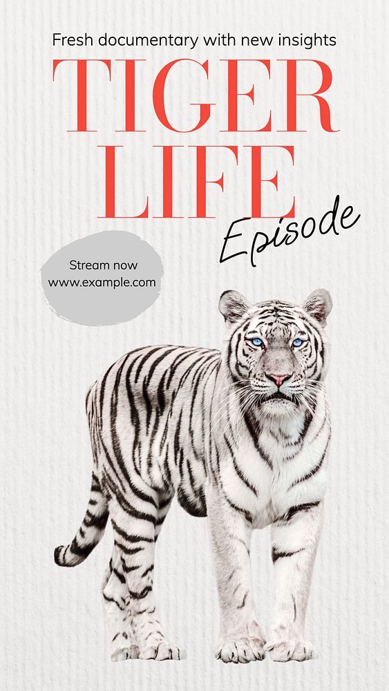 Tiger documentary  Instagram story template, editable text