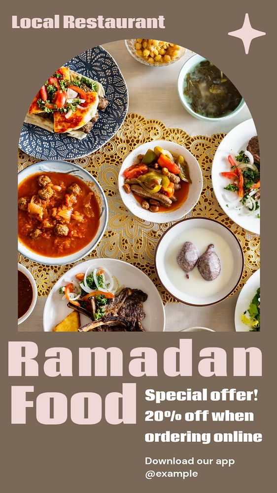 Ramadan food Instagram story template, editable text