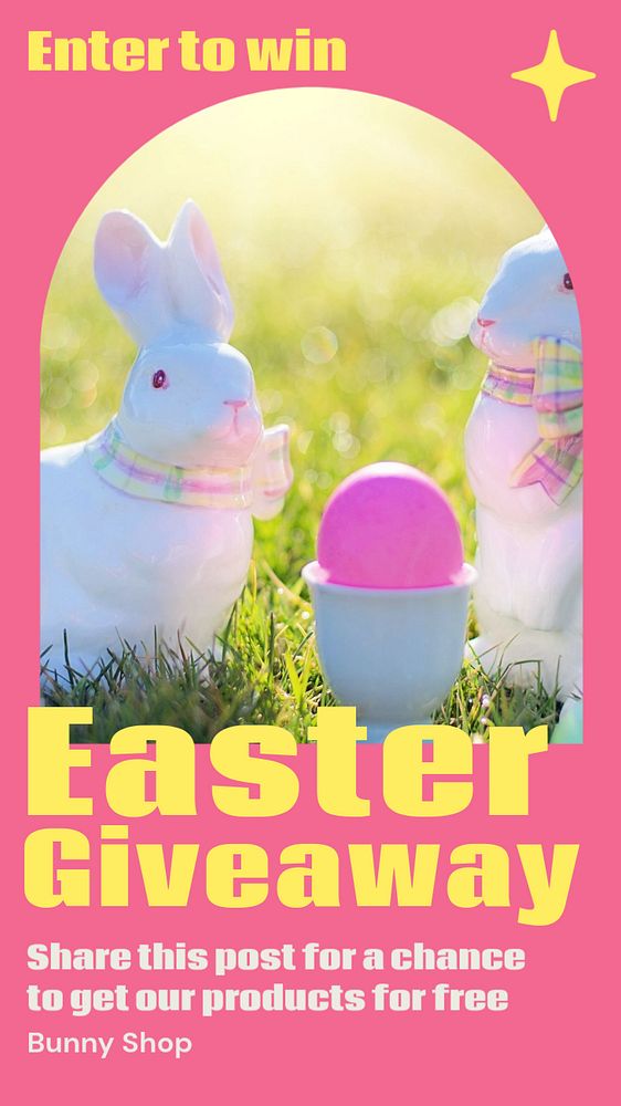 Easter giveaway Instagram story template, editable text