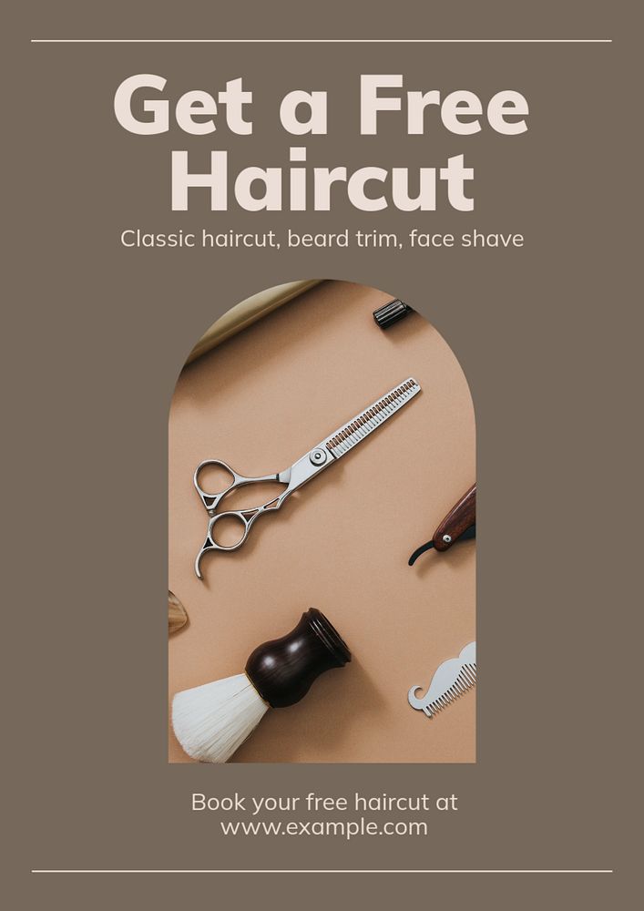 Free haircut  poster template, editable text and design