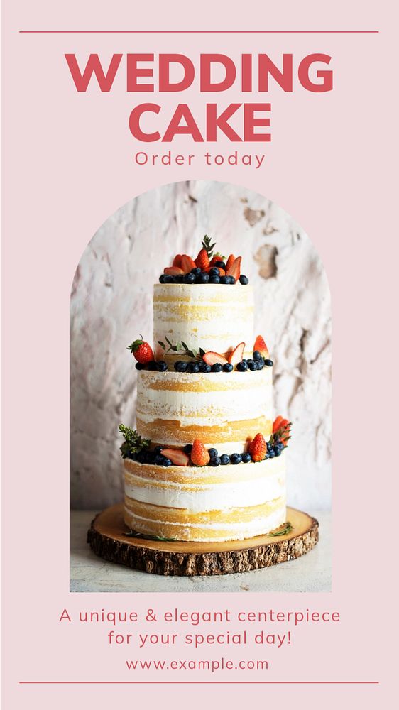 Wedding cake Instagram story template, editable text