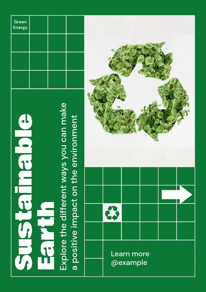 Sustainable earth  poster template, editable text and design