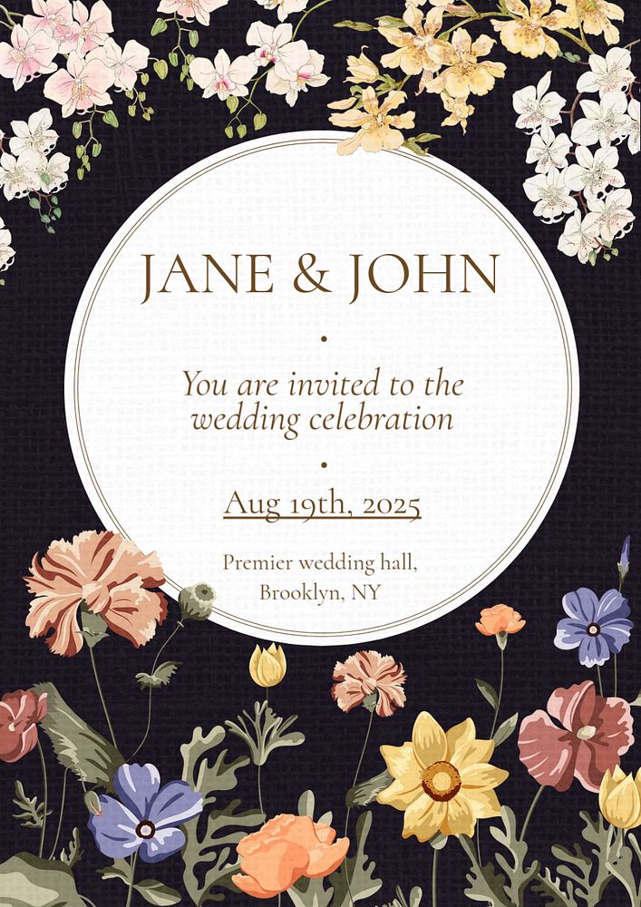 Wedding celebration poster template, editable text and design