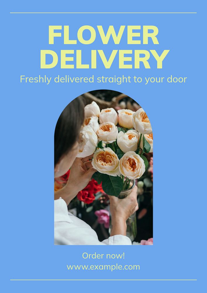 Flower delivery  poster template, editable text and design