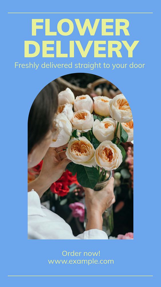 Flower delivery  Instagram story template, editable text