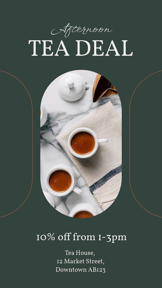 Afternoon tea deal Instagram story template, editable text