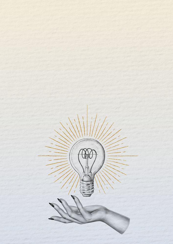 Lightbulb vintage illustration, textured background, editable design