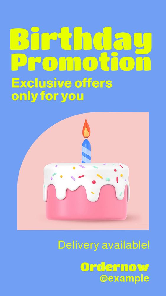 Birthday promotion  Instagram story template, editable text