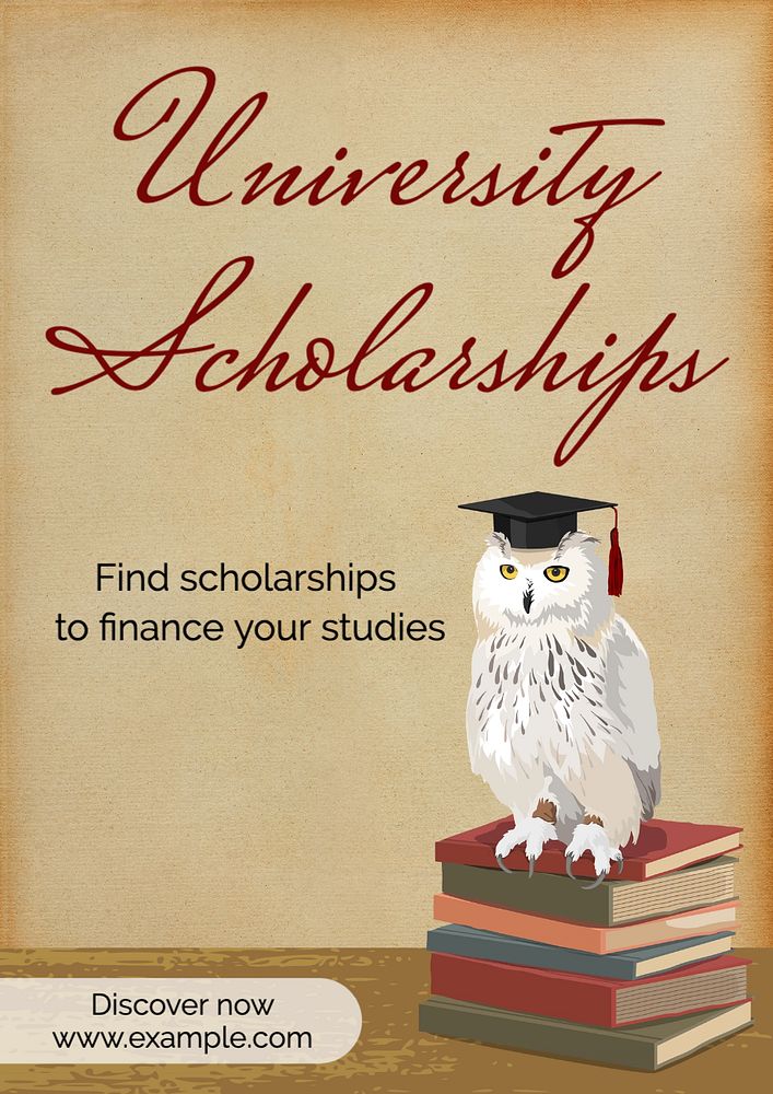 University scholarship poster template, editable text and design