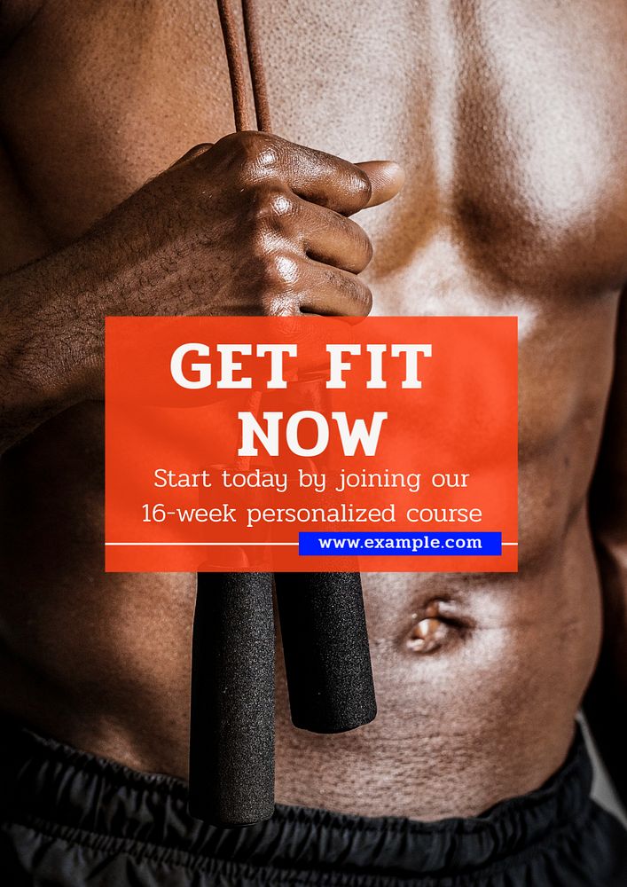 Get fit now poster template, editable text and design