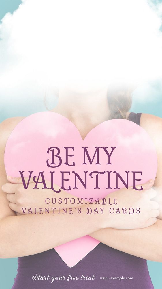 Be my valentine Instagram story template, editable text