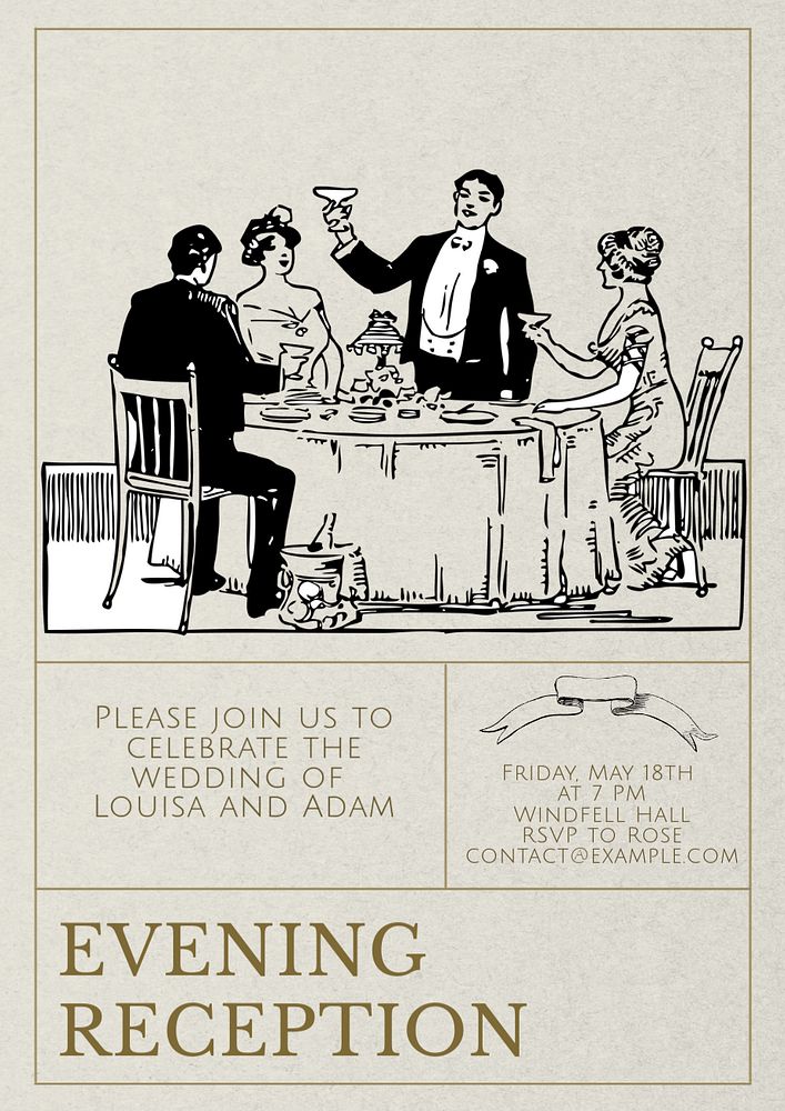 Evening reception poster template, editable text and design