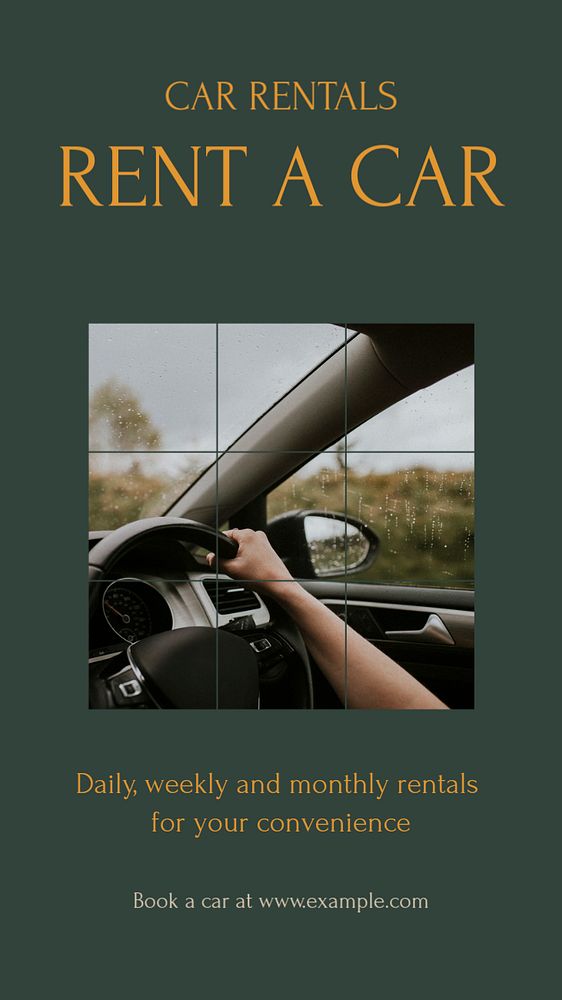 Car rentals  Instagram story template, editable text