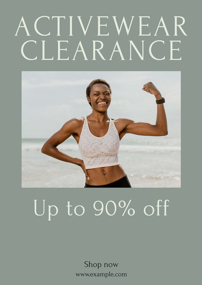 Activewear clearance sale  poster template, editable text and design